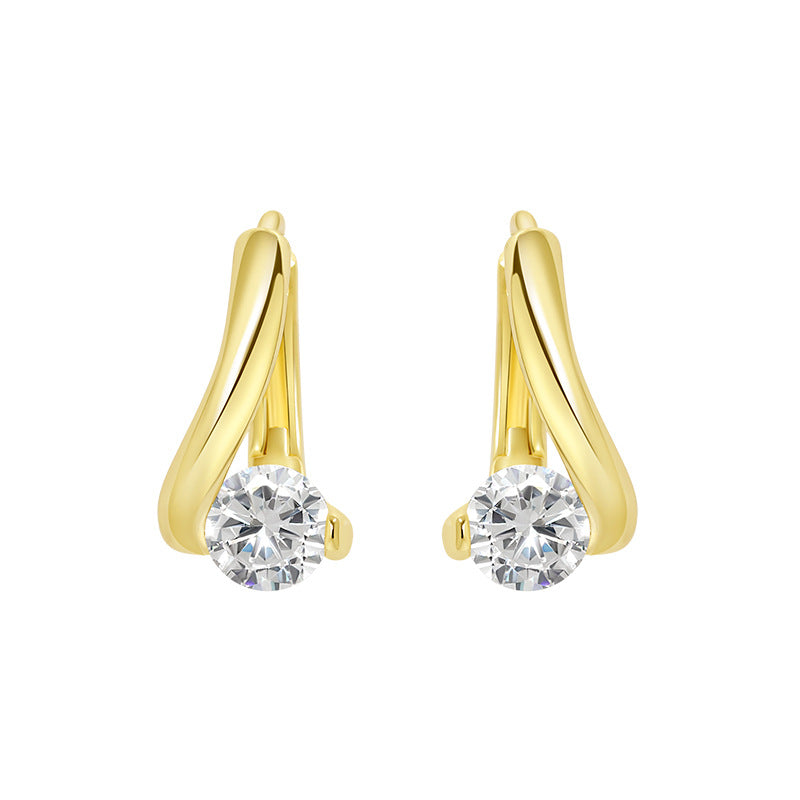 Wholesale  Zircon Distinctive Geometric Ear Buckle  Cross Single Diamond Earrings