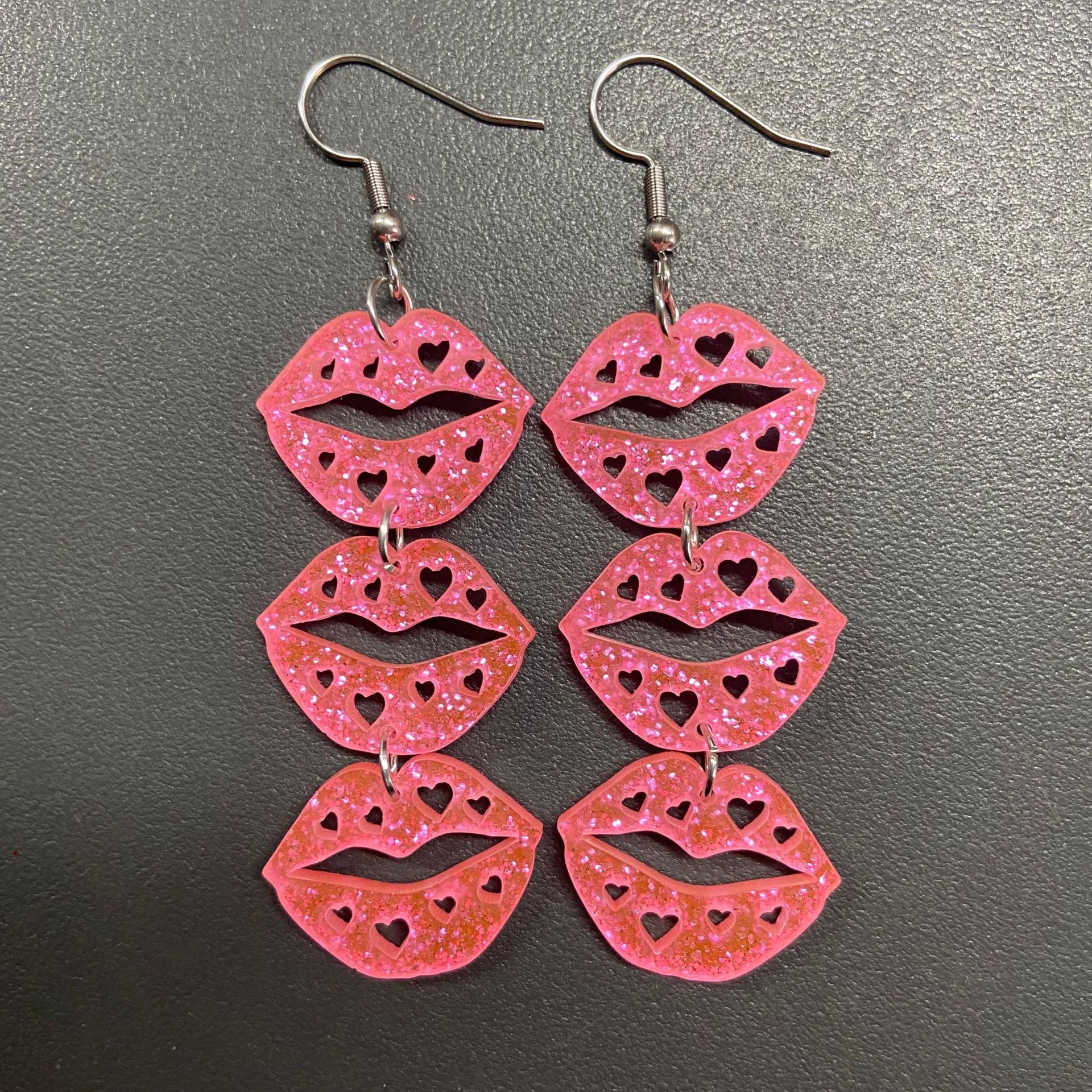 Wholesale  Valentine's Day acrylic lips flame red lip eardrops mouth earrings