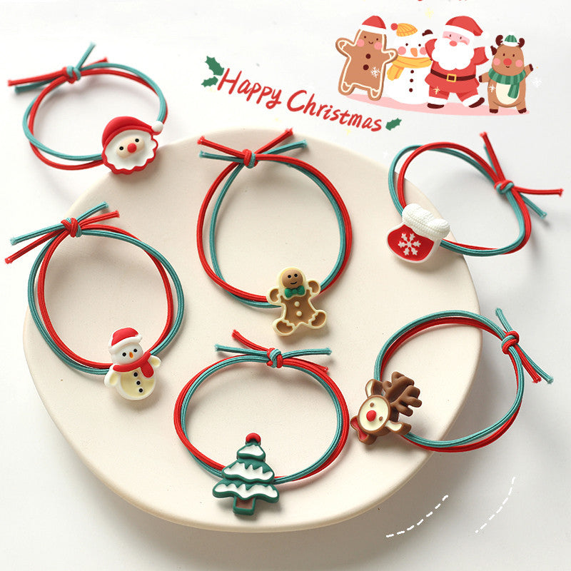 Wholesale 10pcs Cute Christmas Elk Santa Hair Scrunchies ACC-HS-Yint002