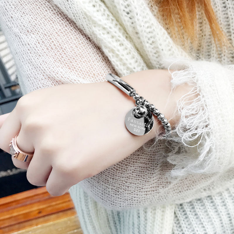Wholesale Stainless Steel Letter Disc Bracelet