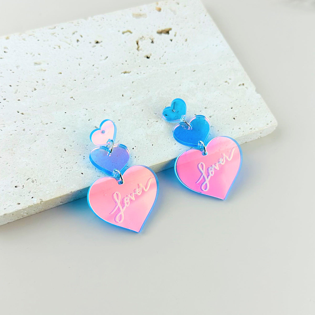 Wholesale Valentine's Day colorful stitching heart letter acrylic earrings