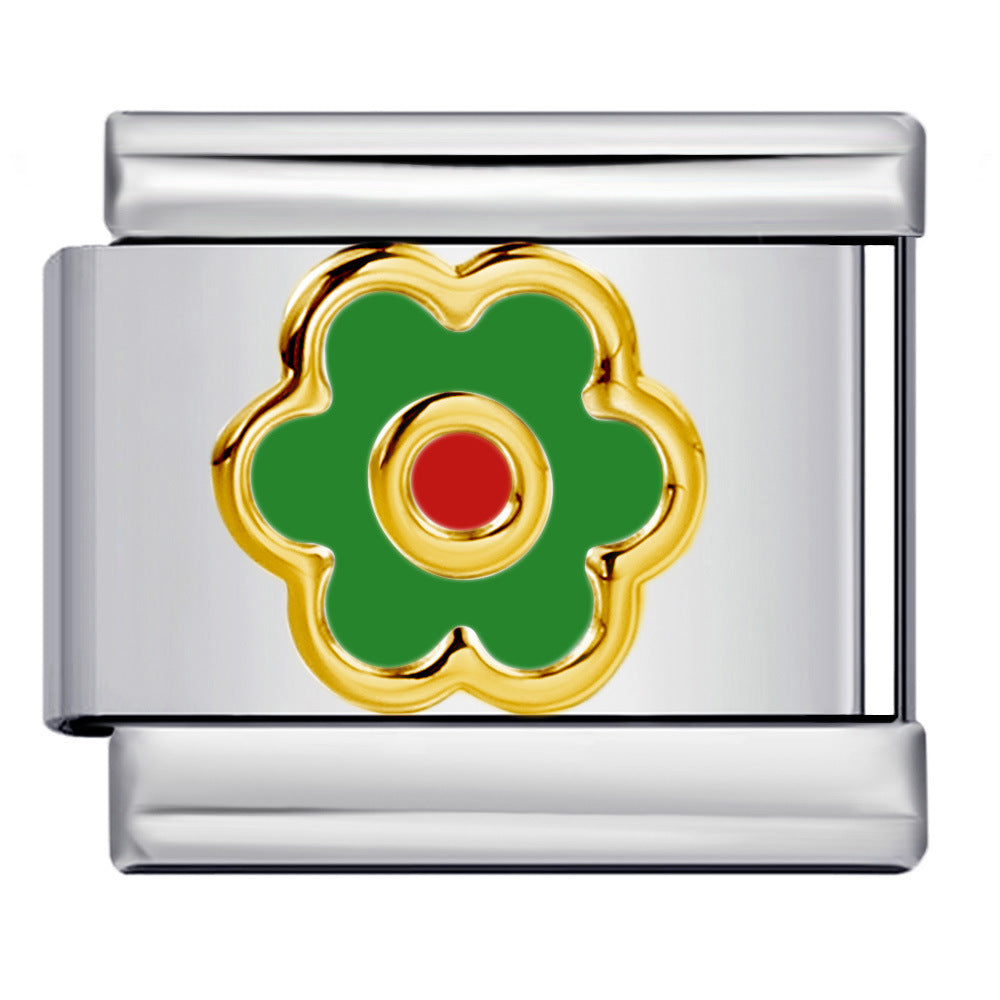 Wholesale Italian Charm Bracelet 9mm DIY Splicing Colored Oil-Drip Petals Stainless Steel Composable Bracelet