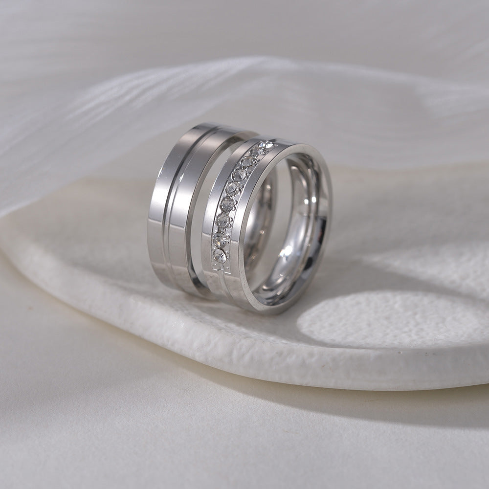 Wholesale Stainless Steel Diamond Couple Ring