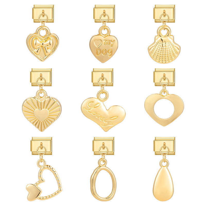 Wholesale Italian Charm Bracelet 9mm DIY Splicing Gold Pendant Titanium Steel Composable Bracelet