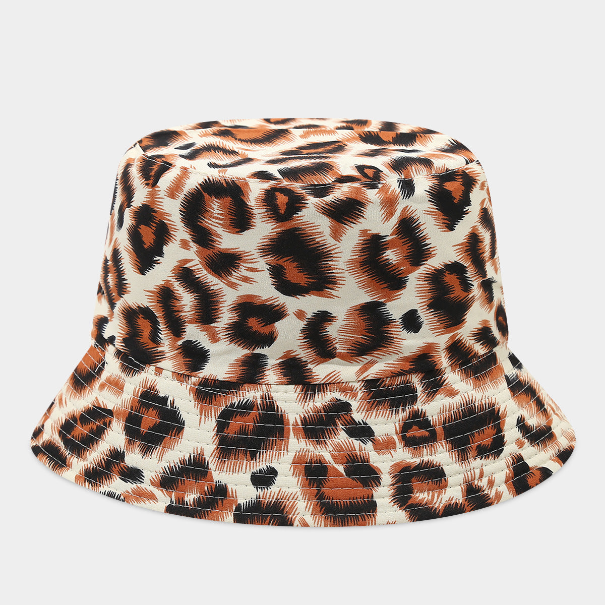 Wholesale  Leopard Pattern Double-sided Basin Hat Fisherman Hat Bucket Hat