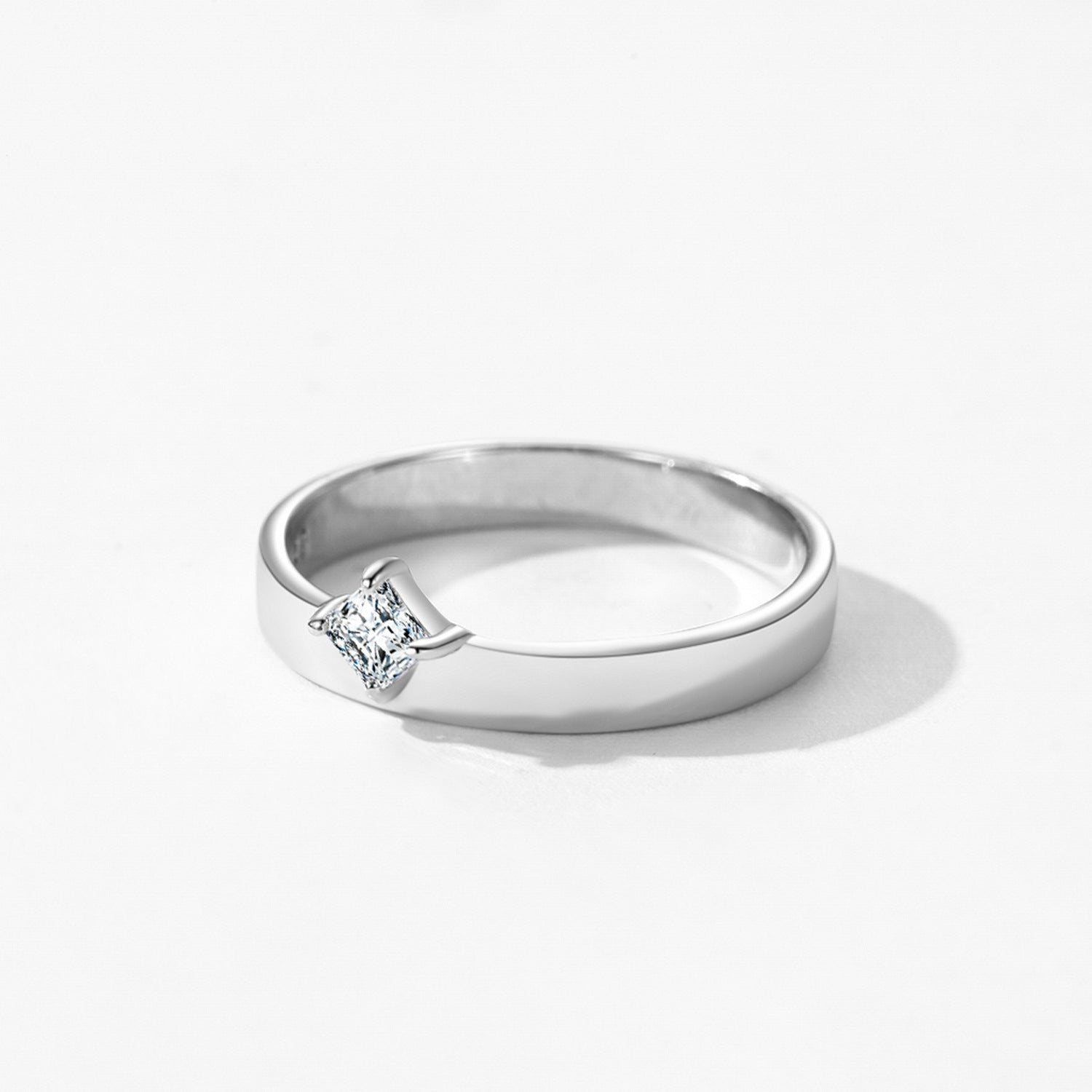 Wholesale S925 Sterling Silver Simple Square Starlight Single Diamond Ring
