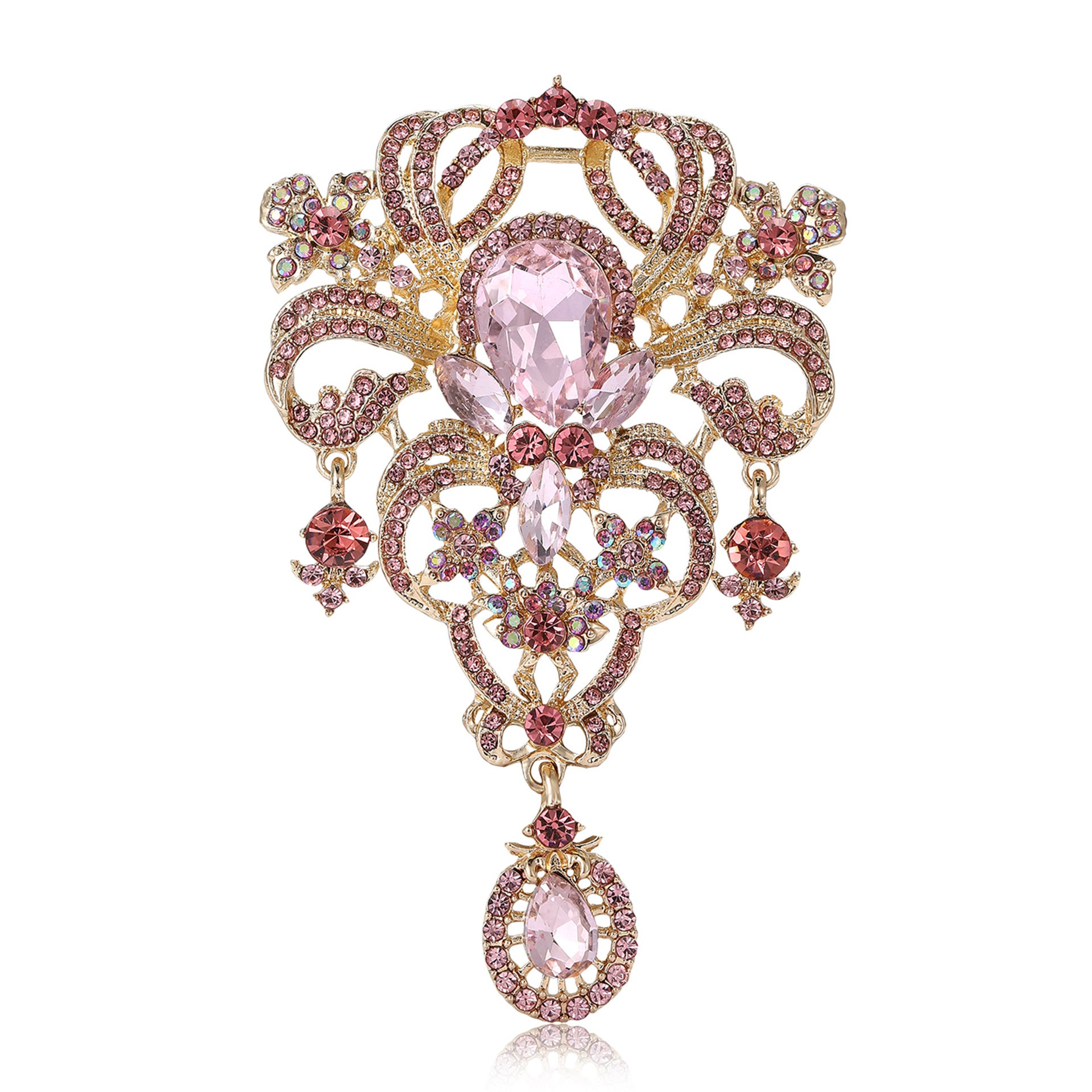 Wholesale Royal Palace Gold Alloy Brooch Pin With Glass Women S Fashion Jewelry Accessory Resale