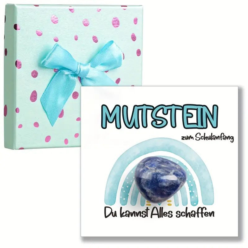Wholesale Back-To-School Season Greeting Gift Box Set Bow Box Heart Stone Card Heart-Shaped Natural Stone Blessing Gift