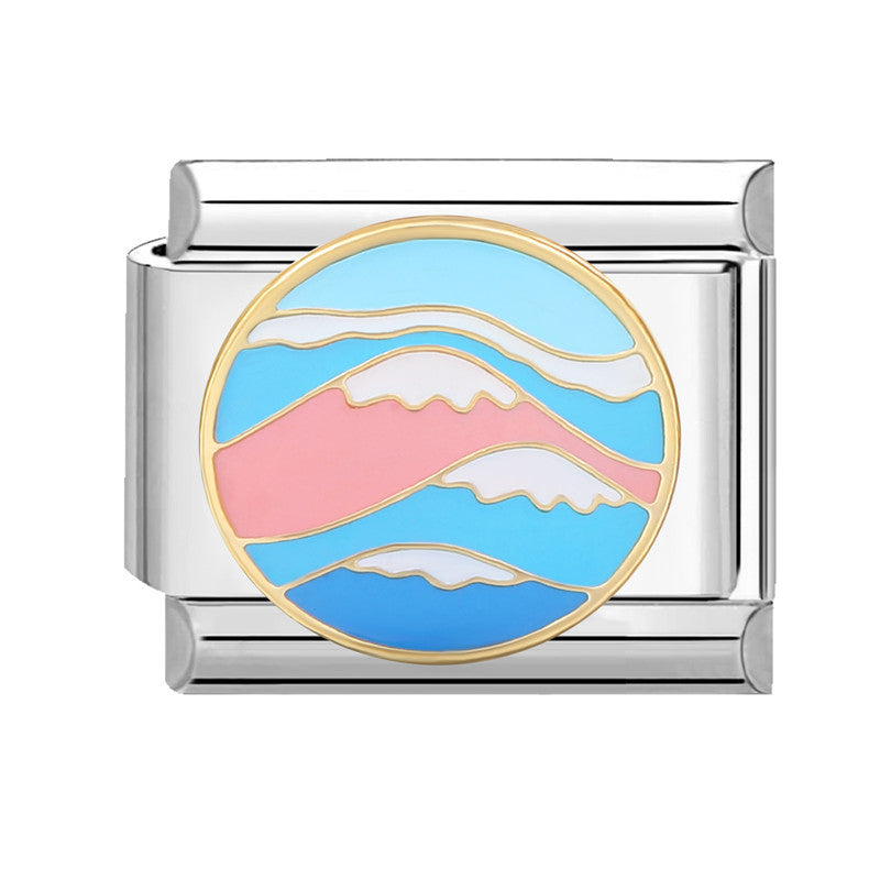 Wholesale Italian Beaded Bracelet 9mm DIY Splicing Removable Splicing Pink Blue Stainless Steel Combinable Bracelet