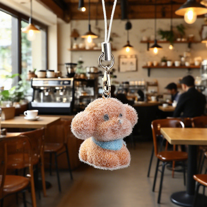 Wholesale Cute Stereo Flocking Resin Dog Pendant Keychain