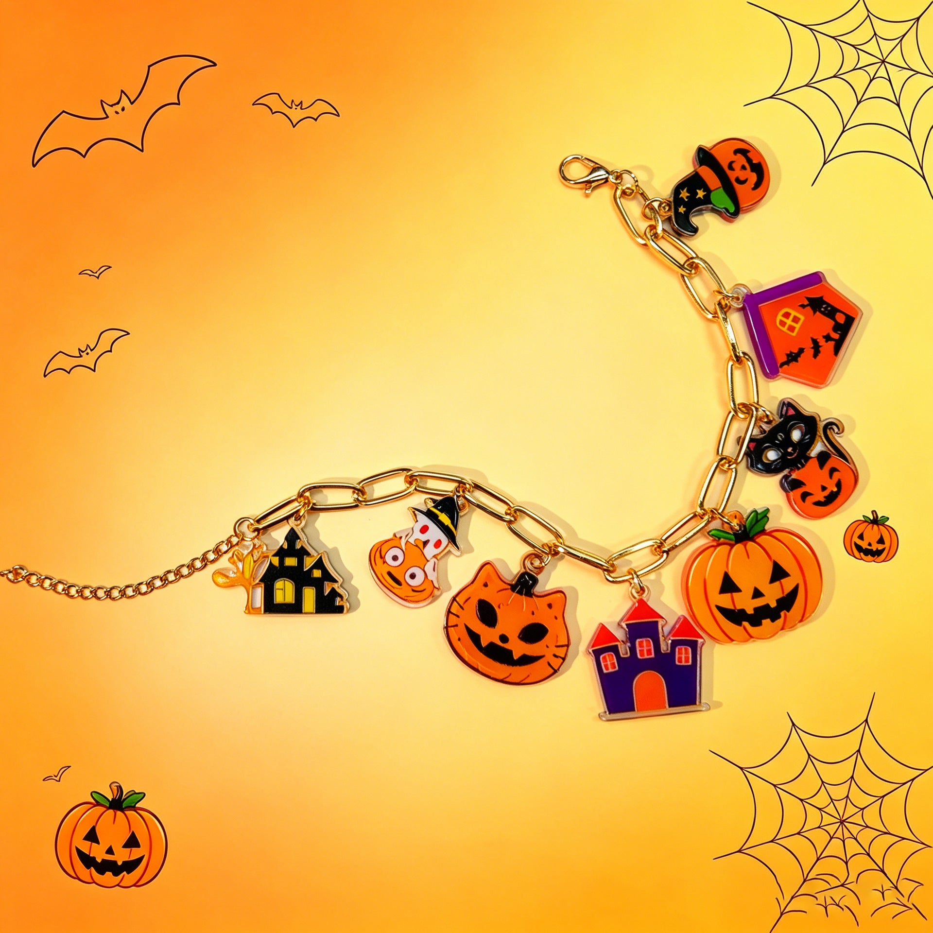 Wholesale  Pumpkin Cartoon Pendant Acrylic Bracelet Unisex Fashion Accessory for Travel Souvenir Boutique Resale