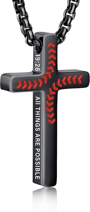 Wholesale Stylish Baseball Cross Necklace Stainless Steel Pendant Fashion Accessory for Men Gift Resale