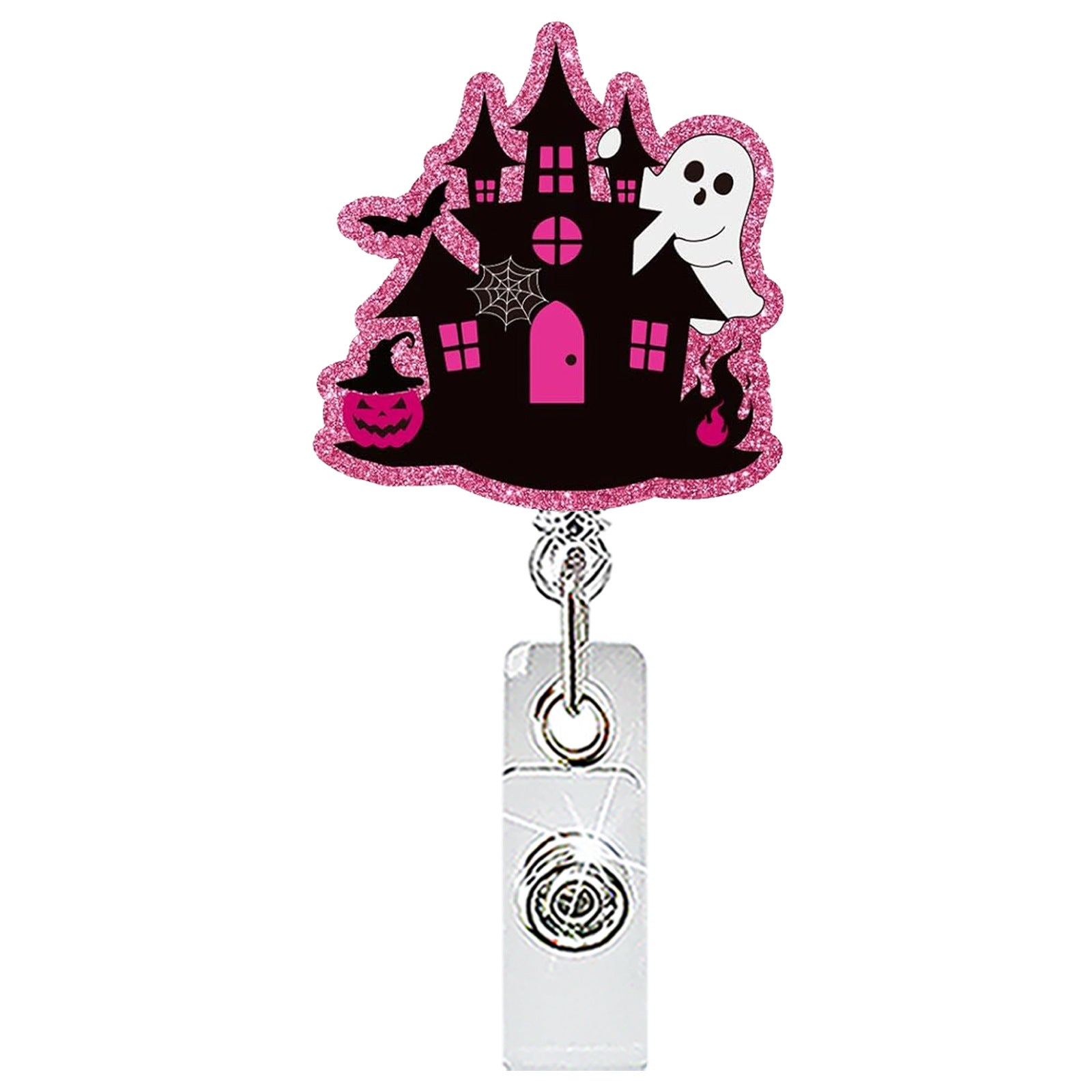 Wholesale  Ghost Pumpkin Acrylic Badge Reel Retractable ID Holder Fashion Accessory Gift