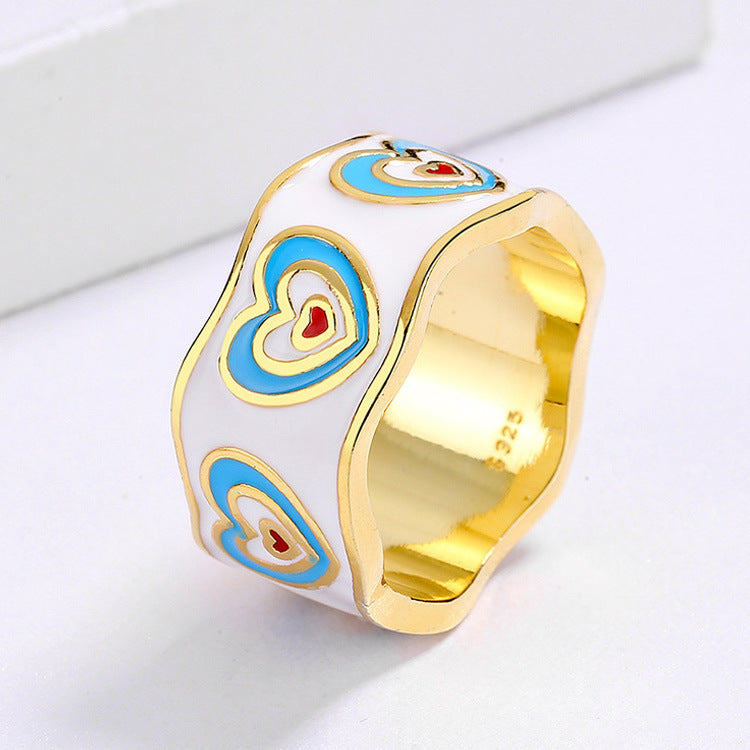 Wholesale Colorful Enamel Heart Shape Ring Earrings