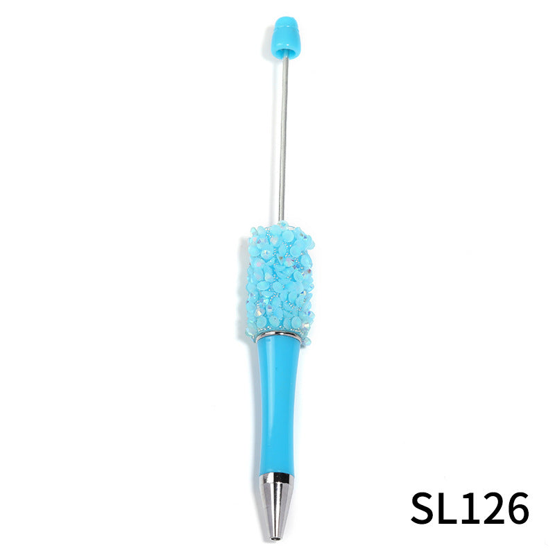 Wholesale 10pcs Beadable Pens Colorful Resin Rhinestone Fine Glitter Plastic DIY Beaded Pen ACC-PN-BLG003
