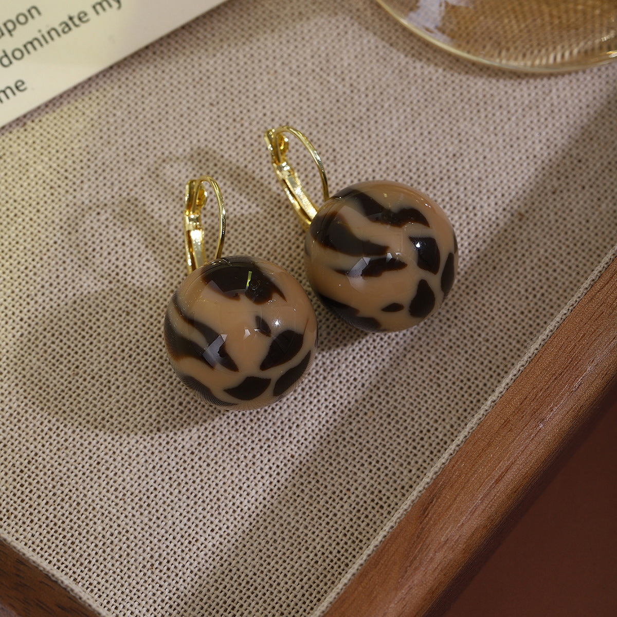 Wholesale smudge leopard print bead earrings