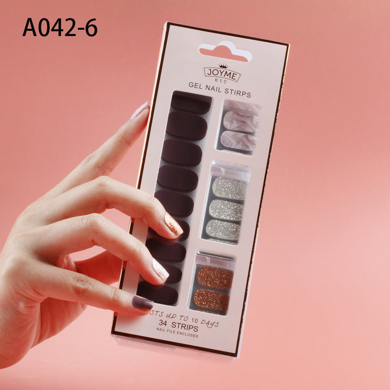 Wholesale Plastic Nail Stickers, Waterproof, Baking Free, Solid Color Nail Stickers, 34 Stickers Without Curling Edges ACC-NS-XKQ007