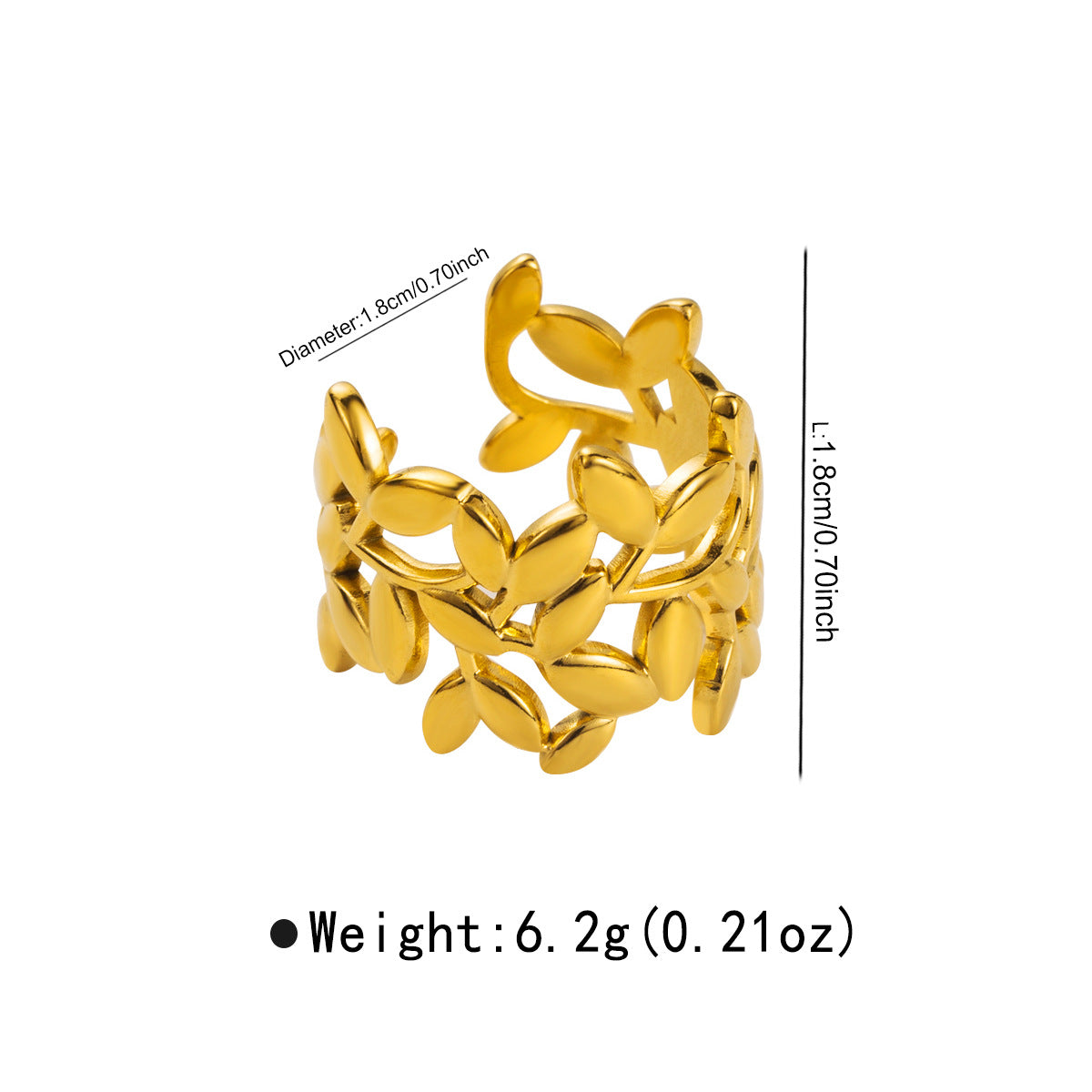 Wholesale Stainless Steel French Retro Personality  Design Leaf Ring