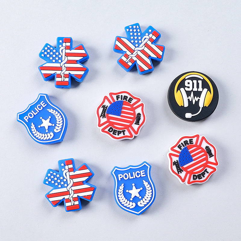 Wholesale 20pcs American Badge Silicone Beads Focal Beads DIY Beaded Pen Accessories ACC-BDS-RongFa016