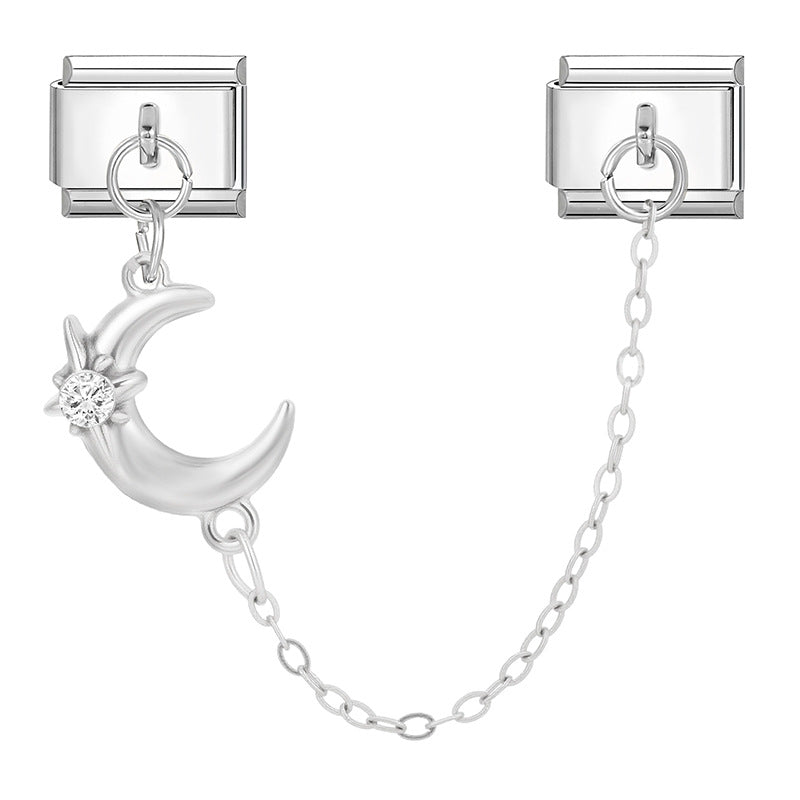 Wholesale 9mm Italian Charm Starter Bracelets DIY double-pendant   Section Creative Stainless Steel Composable Bracelet