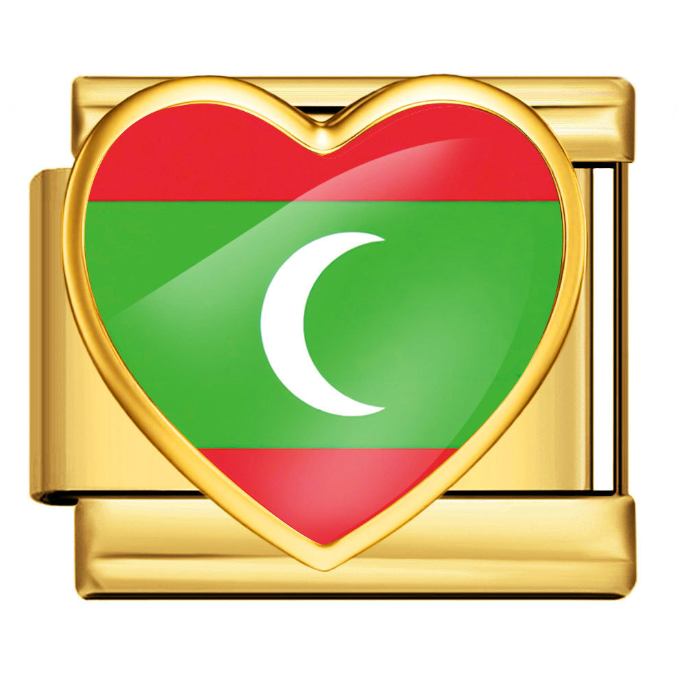 Wholesale Gold Plated Stainless Steel DIY Modular Bracelet With Heart Italy Flag Design Party Jewelry Accessory For Women