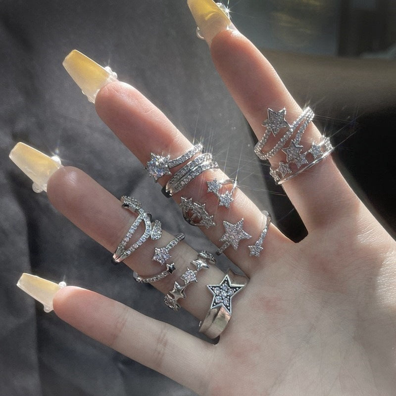 Wholesale Light luxury high-grade full Diamond Star series open ring