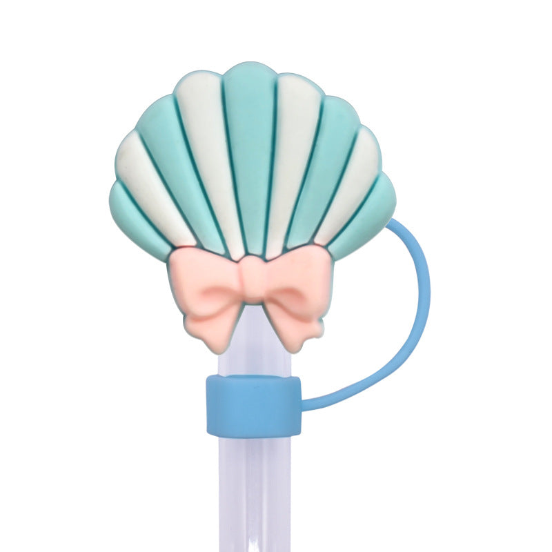 Wholesale Random 100pcs Multicolor Shell Series 10mm PVC Soft Straw Tube Cap