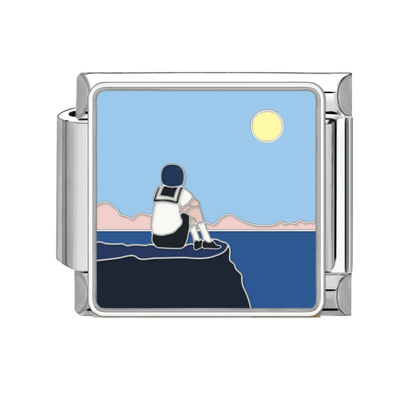 Wholesale 9mm Italian Charm Starter Bracelets DIY square Single Section Creative Stainless Steel Composable Bracelet