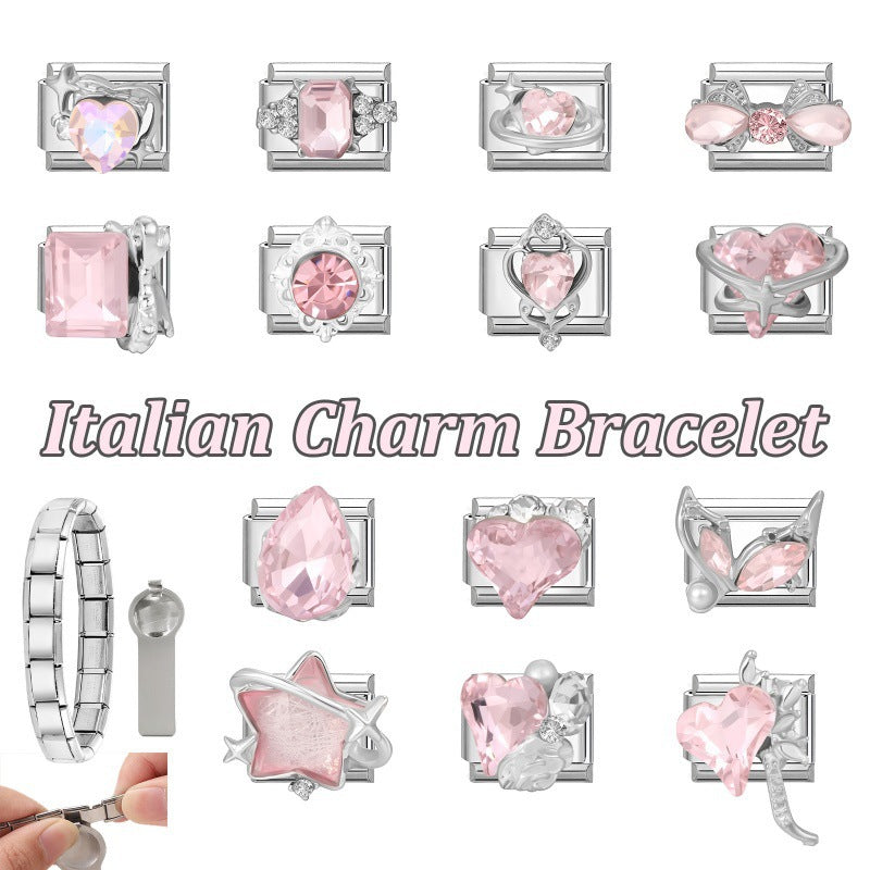 Wholesale Trendy DIY Modular Stainless Steel Bracelet with Bowknot Jewelry Accessory