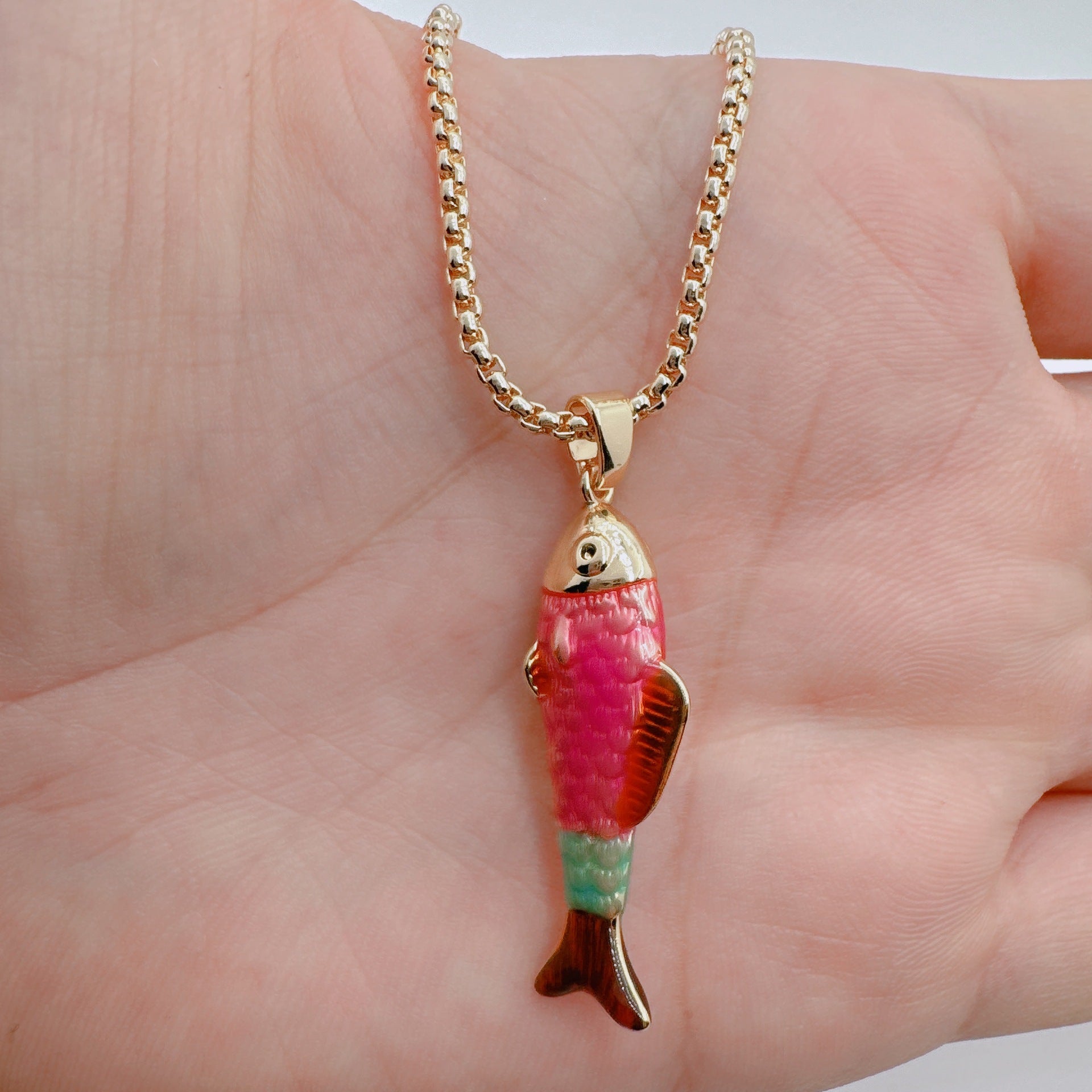 Wholesale 3D Painting Koi Fish Pendant Charm Gold Plated Copper Decorative Jewelry Accessory