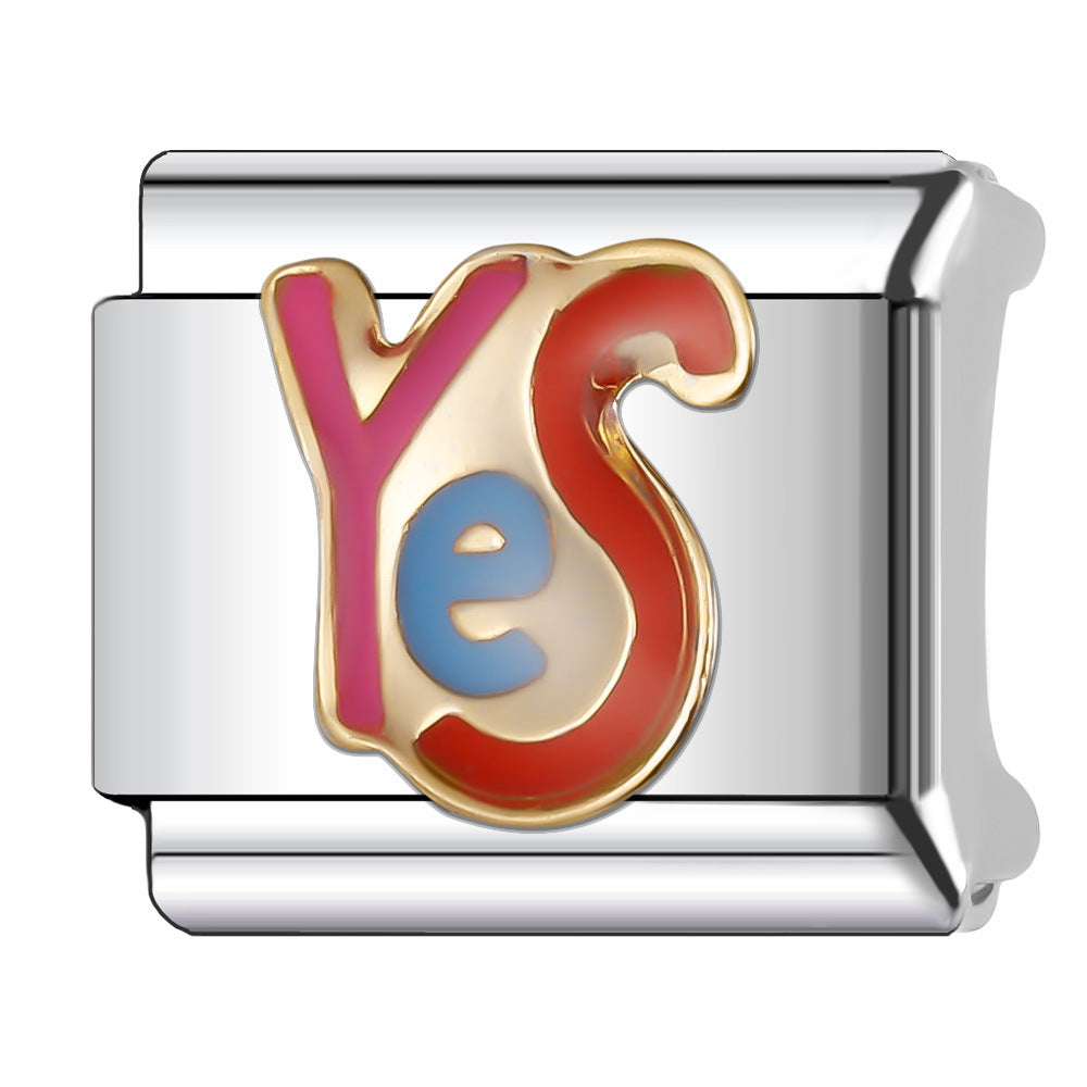 Wholesale Italian Charm Bracelet 9mm DIY Splicing English Stainless Steel Composable Bracelet