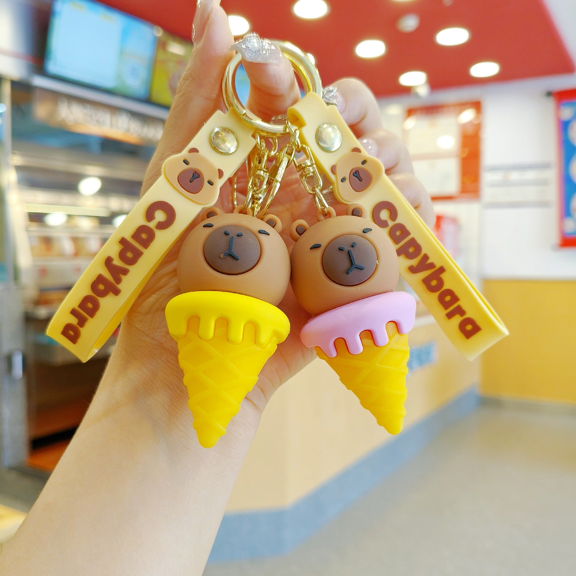 Wholesale Cute cartoon PVC capybara keychain