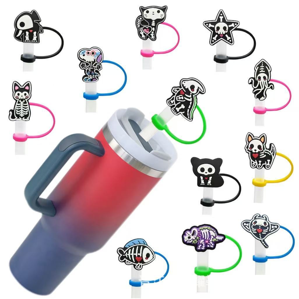 Wholesale 10pcs  themed animal skull shapes Straw Cover Straw Tube Cap