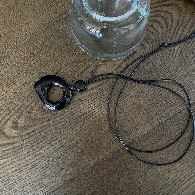 Wholesale 50mm obsidian necklace sweater chain