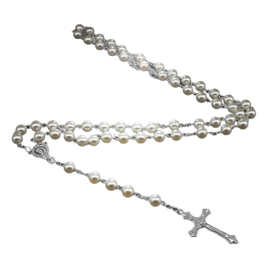 Wholesale Retro Personalized Pearl Beaded Cross Long Necklace