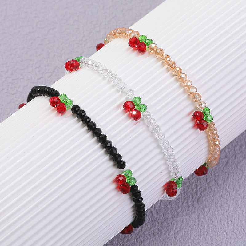 Wholesale Rice bead  red cherry bow bracelet