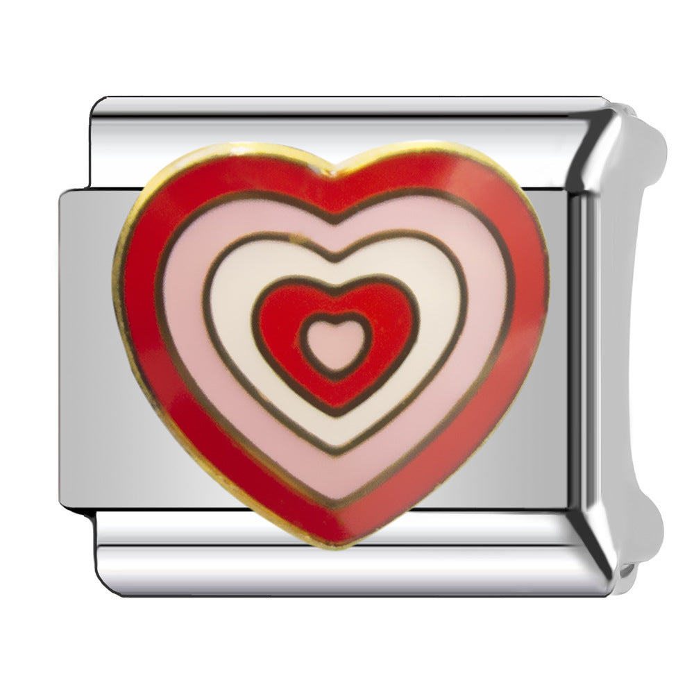 Wholesale Heart-Shaped Italian Module Bracelet Stainless Steel Dripping Oil Fashion Jewelry Accessory Gift