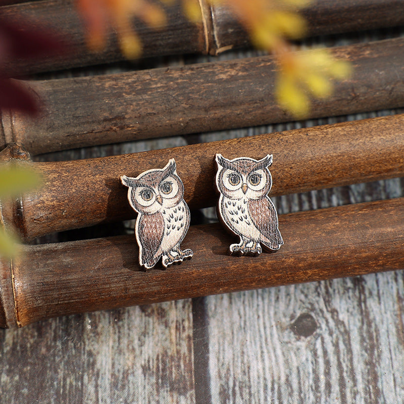 Wholesale Animal Wooden Owl Fashion Earrings