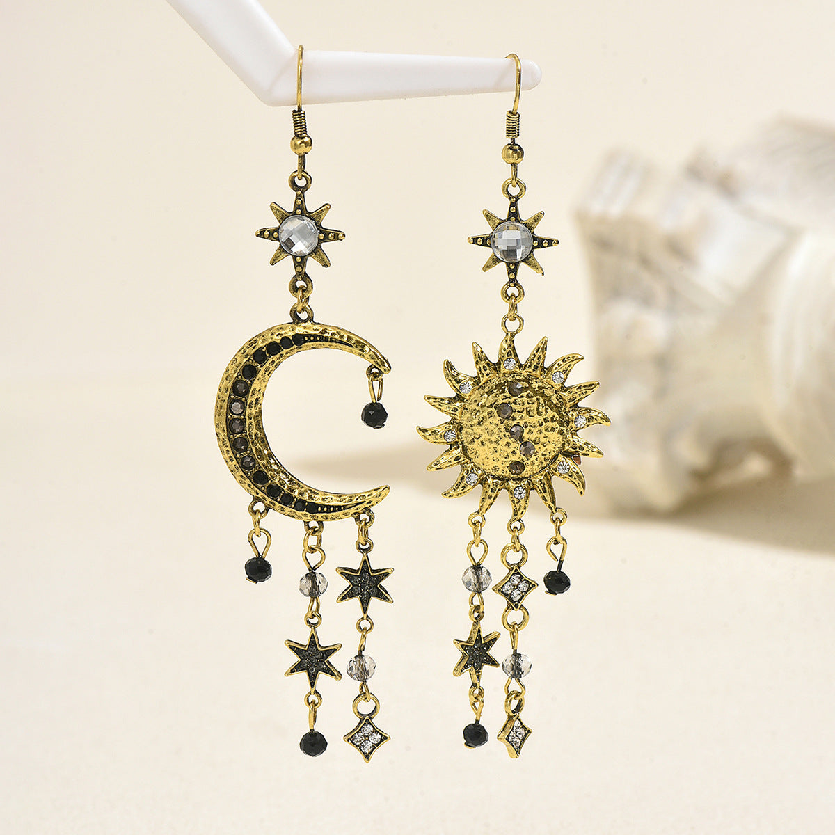 Wholesale Zinc Alloy Geometric Sun Moon Tassel Dangle Earrings Fashion Accessory for Women