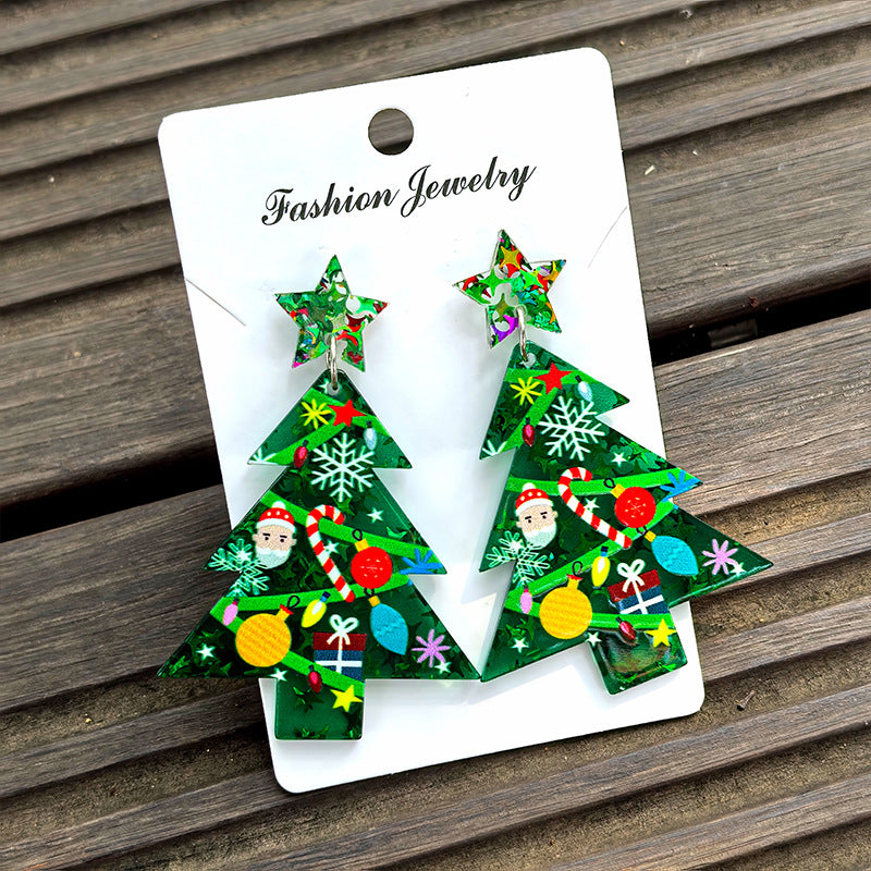 Wholesale Christmas Tree Pendant Acrylic Earrings
