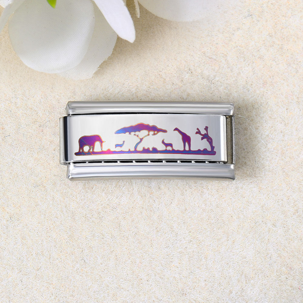 Wholesale  Italian Charm Bracelet 9mm DIY UV laser Creative Stainless Steel Composable Bracelet