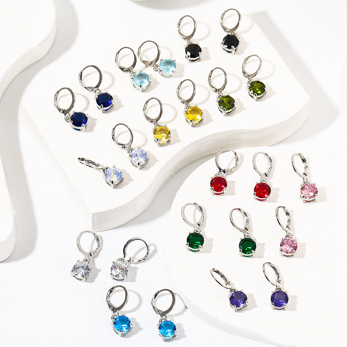 Wholesale stainless steel earrings zircon earrings suit