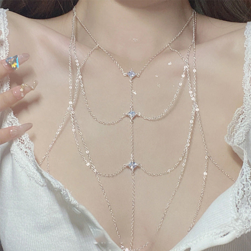 Wholesale Zircon Geometric Metal Body Chain Light Luxury Necklaces