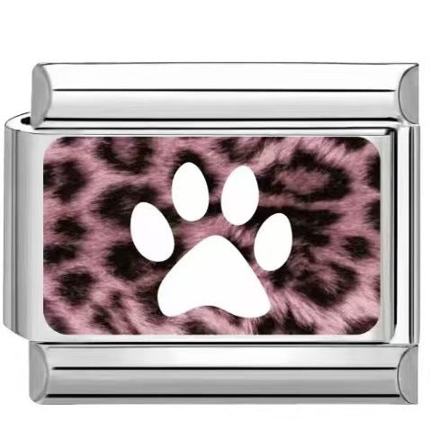 Wholesale Trendy Paw Print Leopard Pattern DIY Stainless Steel Bracelet Charms Jewelry Accessory