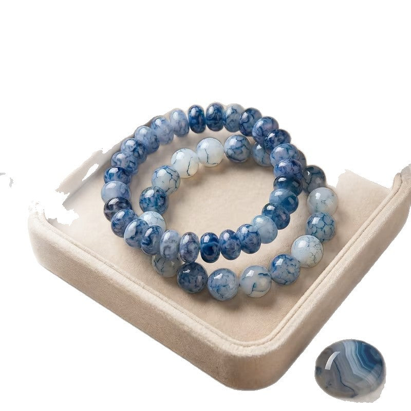 Wholesale Water Flow Blue Dot Stone Glass Bead Bracelet Fashion Accessory Gift Boutique Resale