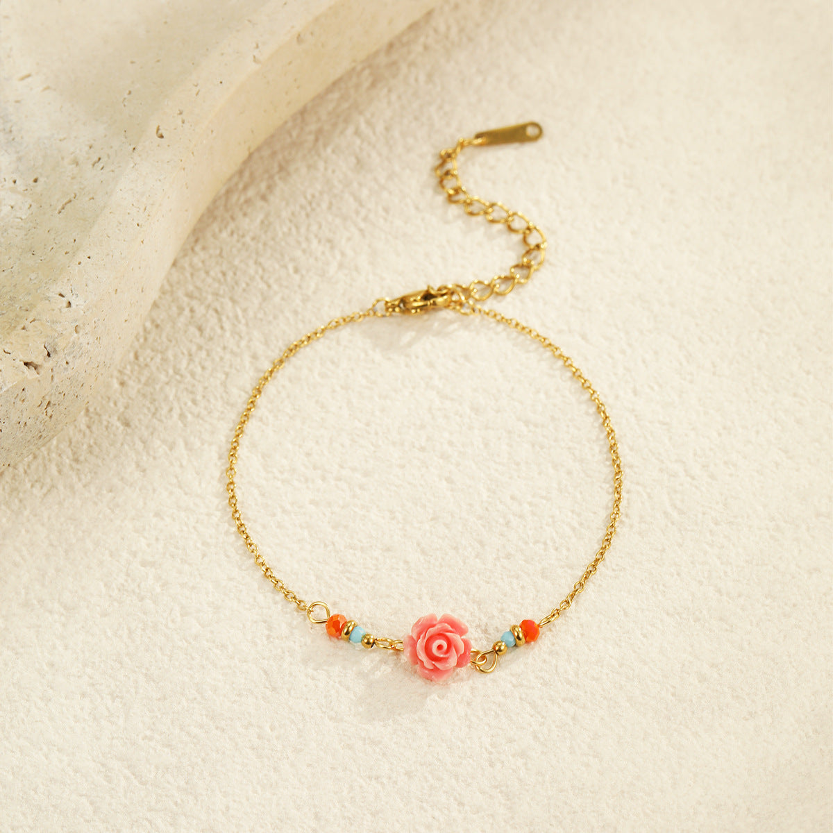 Wholesale Stainless Steel  Summer Marine Style Shell Starfish Flower Colored Beads  Bracelet