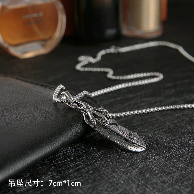 Wholesale Titanium Steel Long Necklace Men's Sweater Chain ACC-NE-Meihun009