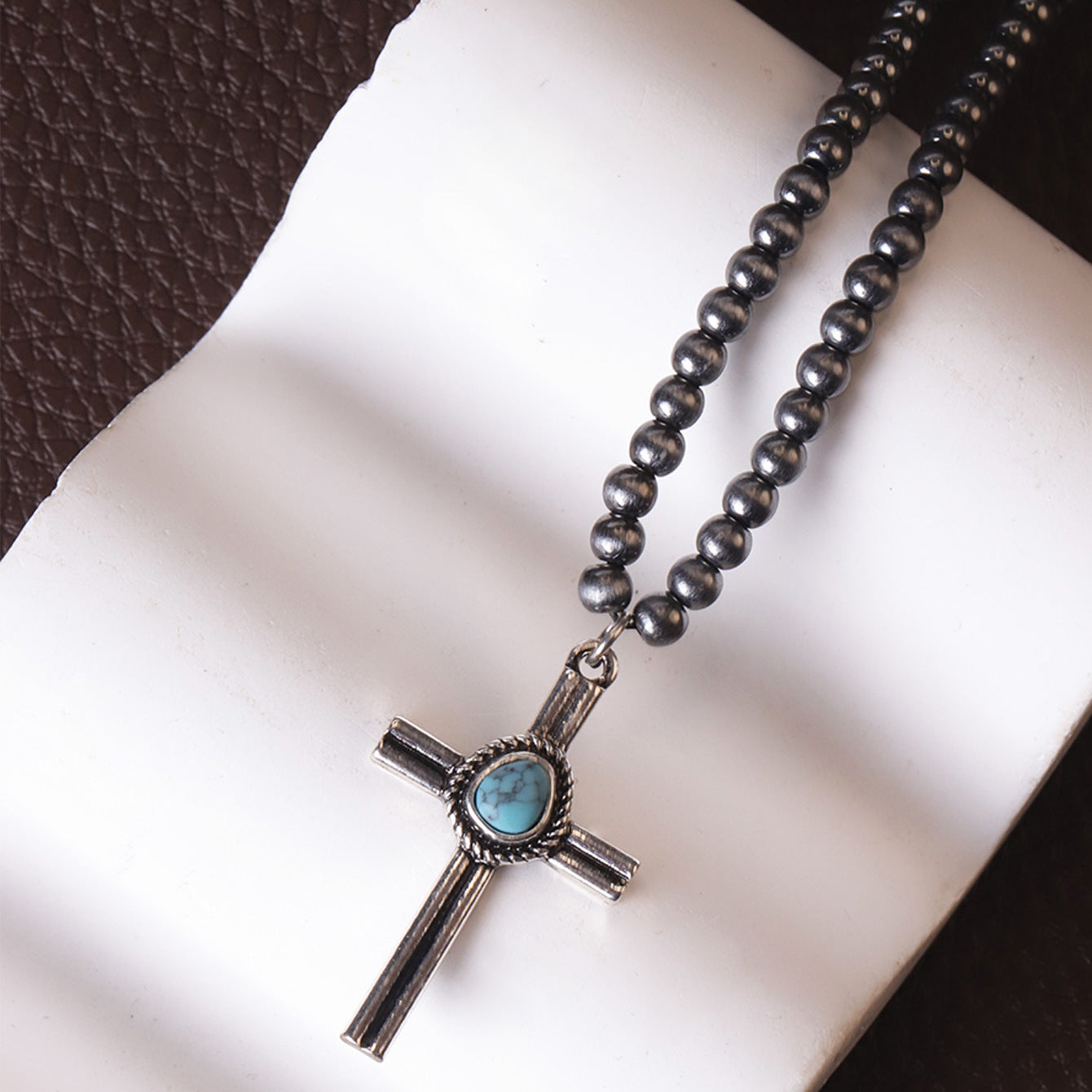 Wholesale Western Cowboy Turquoise Beaded Stackable Necklace,  Trendy Layering Jewelry Accessory