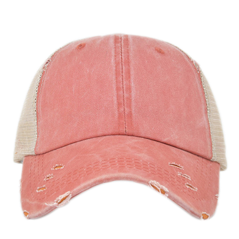 Wholesale Distressed Soft Top Vintage Ponytail Hole Baseball Cap ACC-HT-YMX014