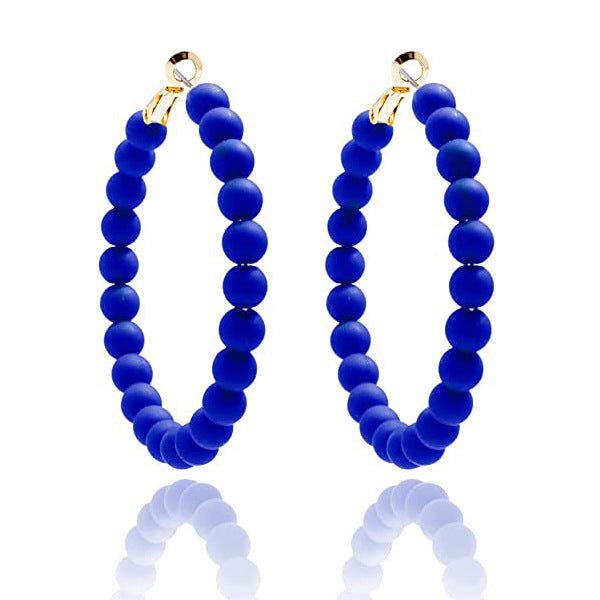 Wholesale Summer Colorful Acrylic Beads Round Earrings Bohemian Stud Earrings ACC-ES-Yunh001